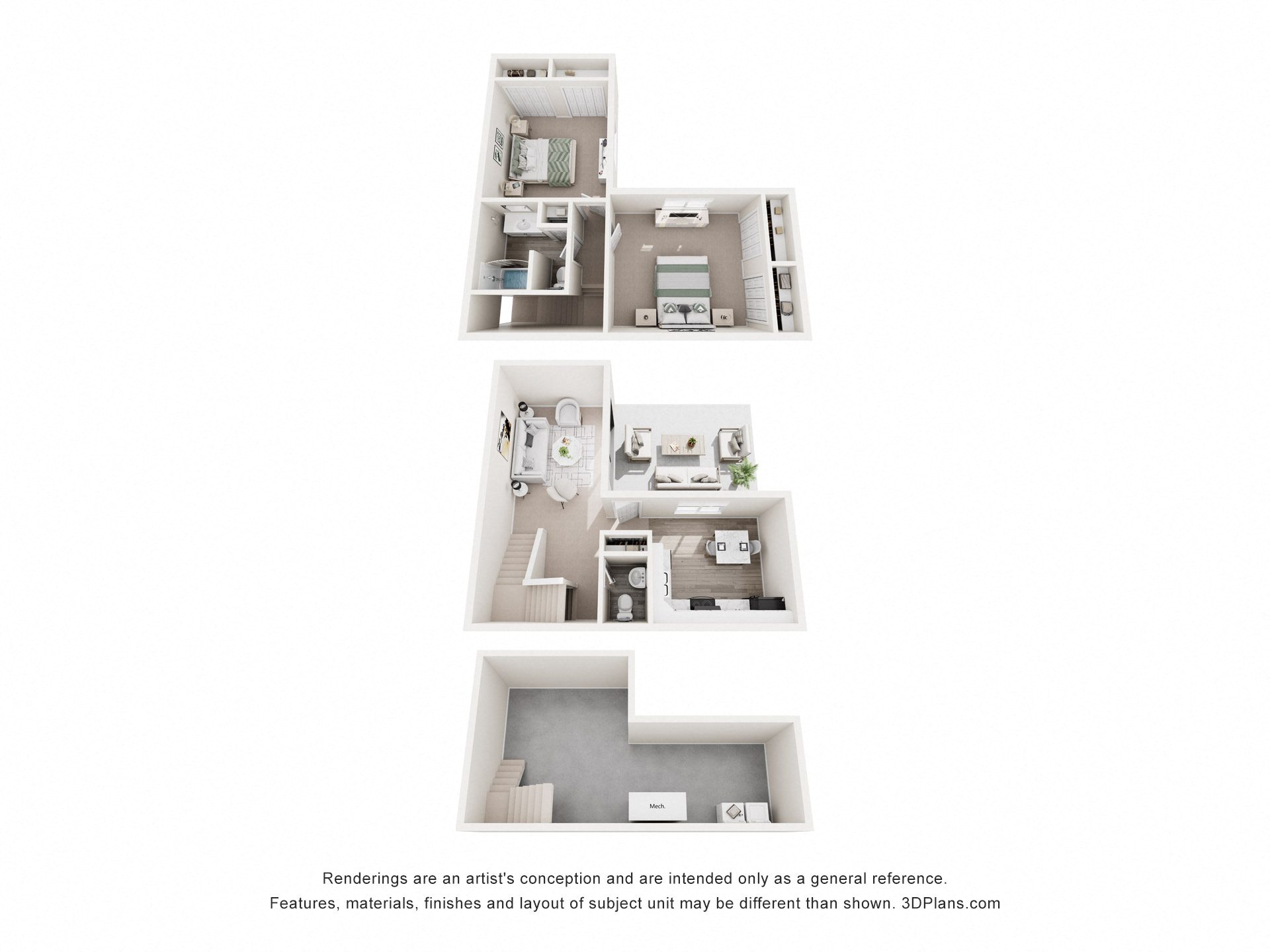 Floor plan for 2 beds, 1.5 baths, 1116 sqft
